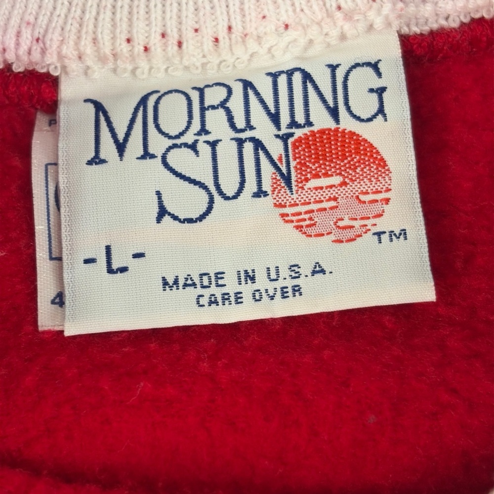 Vintage Sweatshirt 90s Morning Sun Popcorn 3D Puff Sweatshirt Hanes Red Large L - Picture 8 of 16